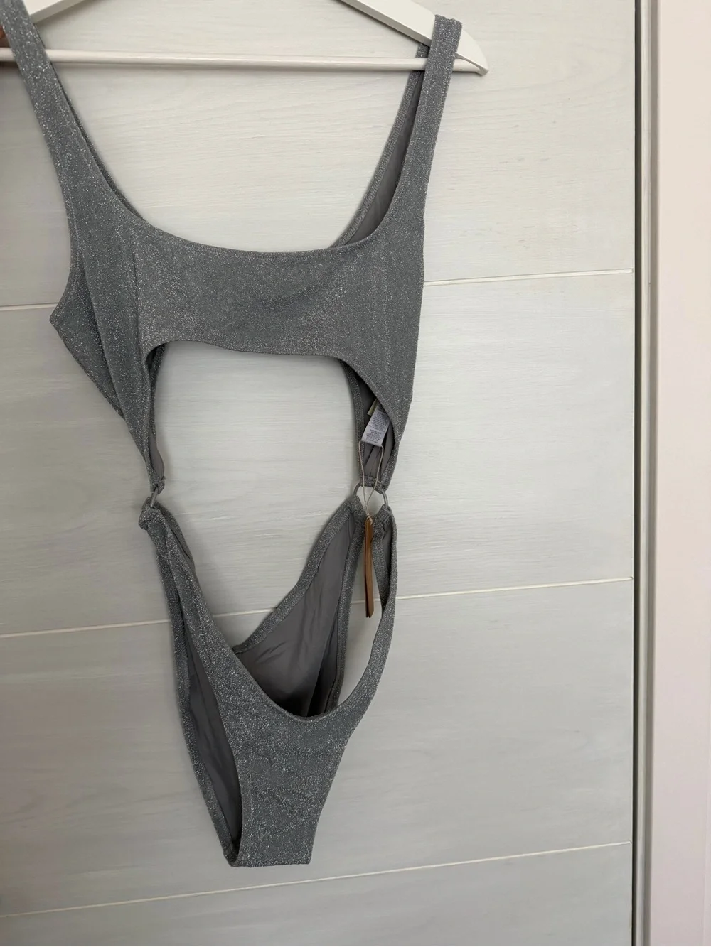 SKiMS  Silver Shimmery Cutout One-Piece Swimsuit